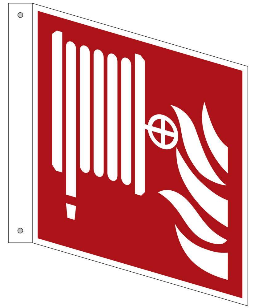 Segnale a bandiera “Manichetta antincendio”, ISO 7010, plastica, fotolumin., 200x200 mm, conf. 5 pz. - 1