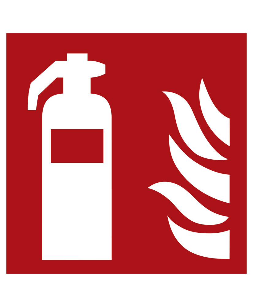 Brandskilt brandslukker, ISO 7010, kunststof, selvlysende, 200 x 200 mm, 10 stk. - 1