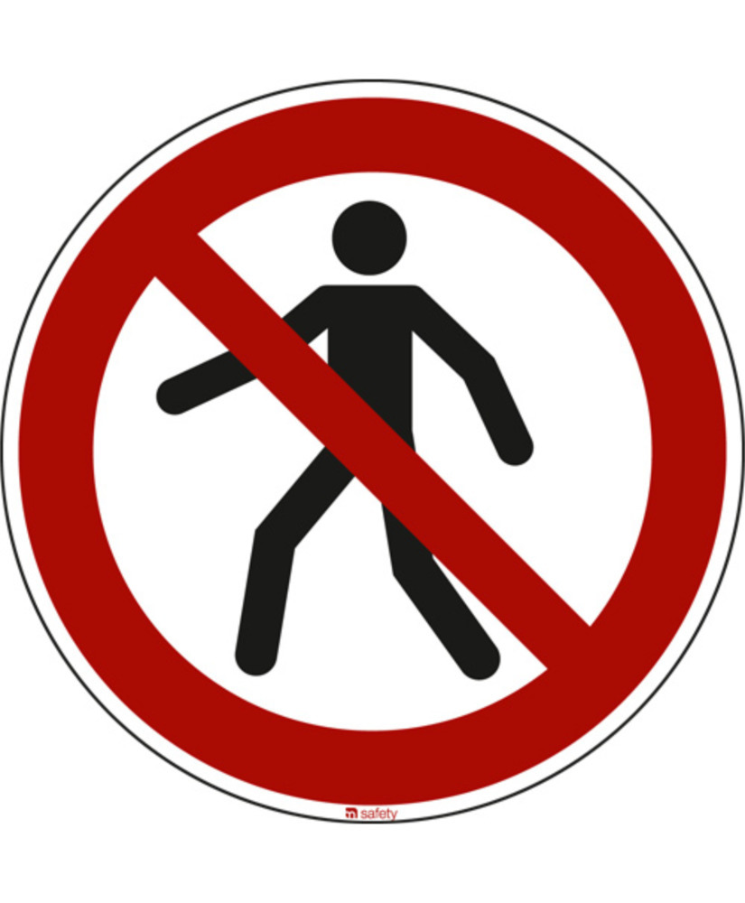 Prohibition sign No pedestrians, ISO 7010, foil, self-adhesive, 100 mm, Pack = 10 units - 1