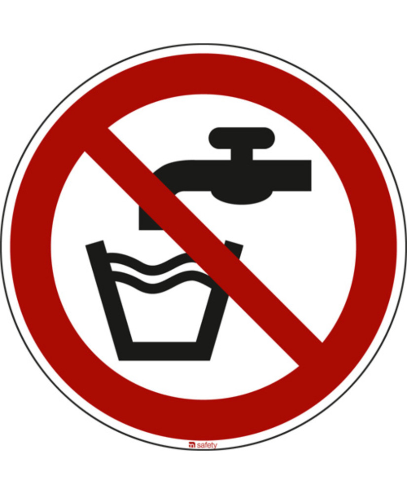 Forbudsskilt ikke drikkevand, ISO 7010, folie, selvklæbende, 100 mm, 10 stk. - 1