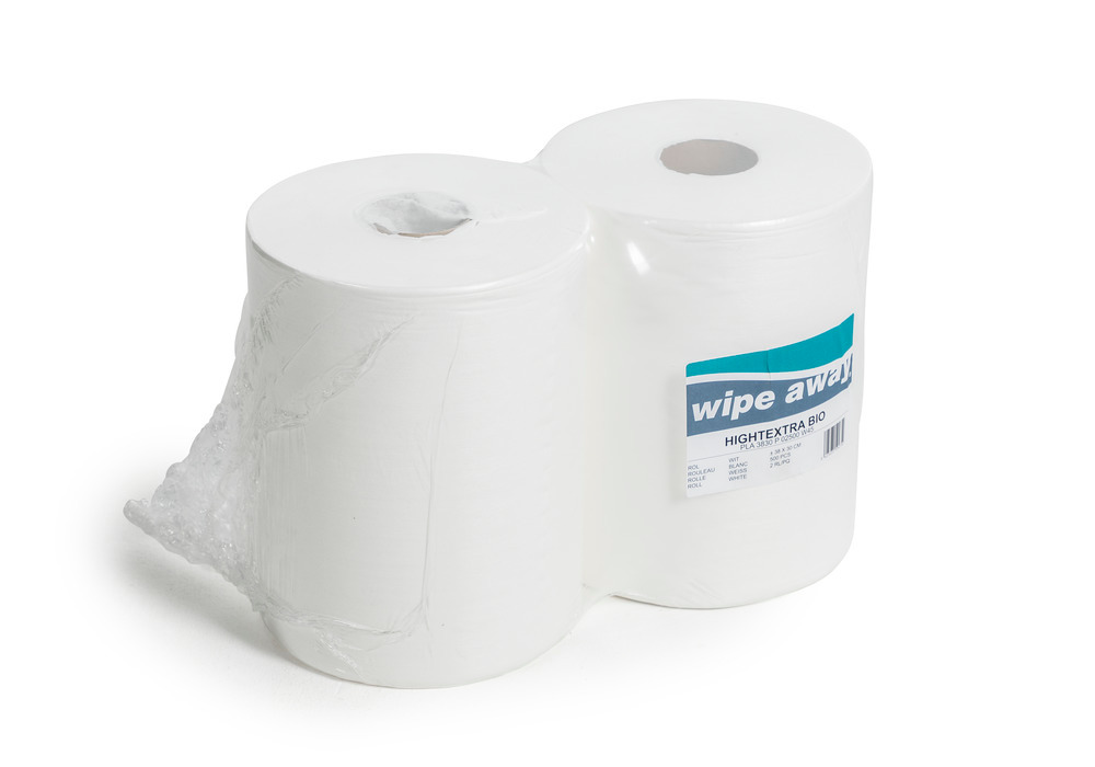 Toalhetes de limpeza biotextra, biodegradáveis, sem riscos, brancos, 1 palete, 42 rolos - 4