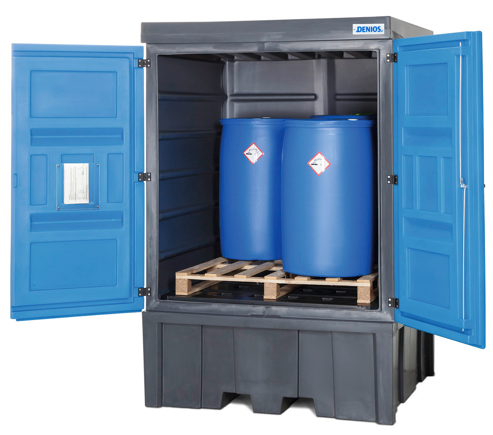PolySafe Gefahrstoffdepot C, mit Türen, für 4 Fässer à 200 Liter oder 1 IBC à 1000 Liter - 2