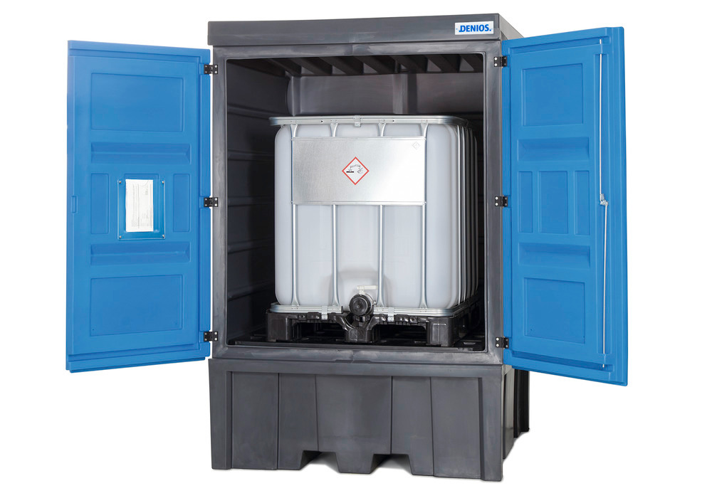 PolySafe hazardous material depot C, with doors, for 4 x 205 litre drums or 1 x 1000 litre IBC - 1