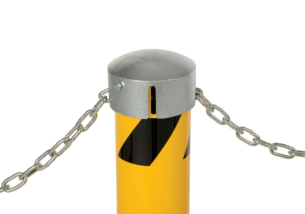 Vestil Steel Pipe Bollard with Removable Bolt-On Steel Cap and Slots 42 In. x 4-1/2 In. Yellow - 2