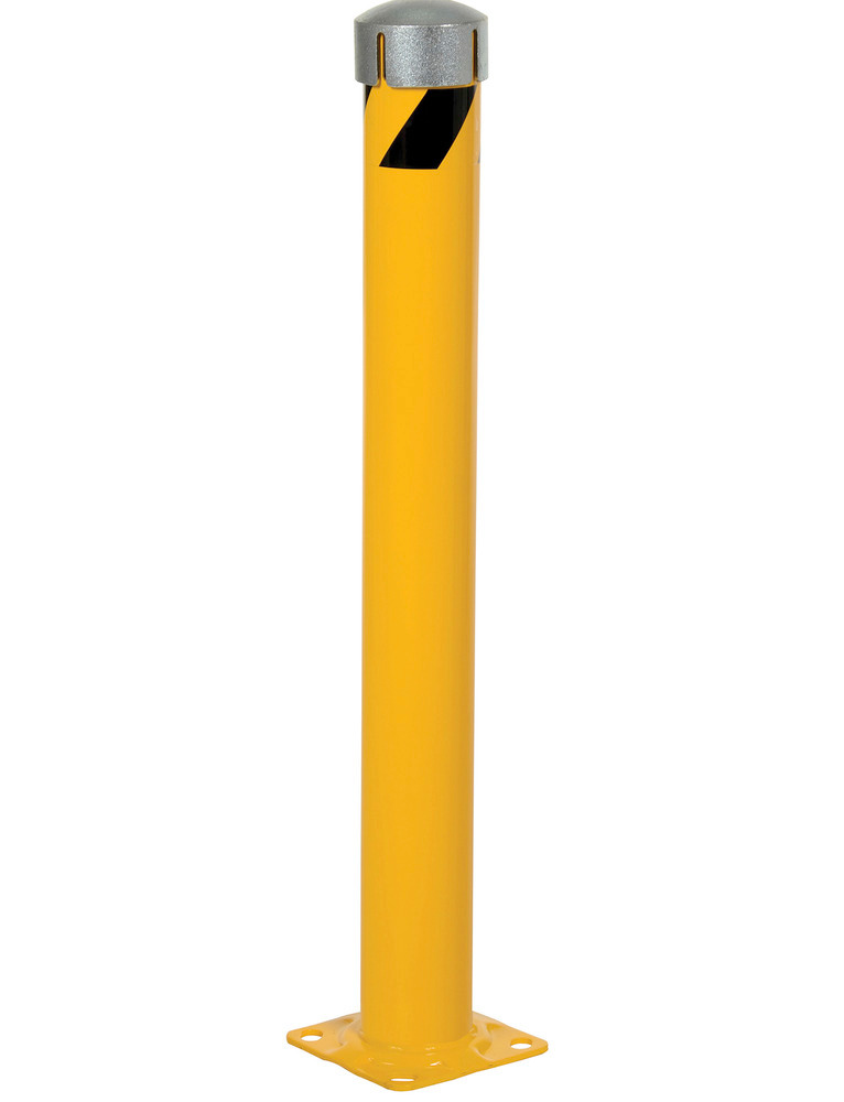 Vestil Steel Pipe Bollard with Removable Bolt-On Steel Cap and Slots 42 In. x 4-1/2 In. Yellow - 3