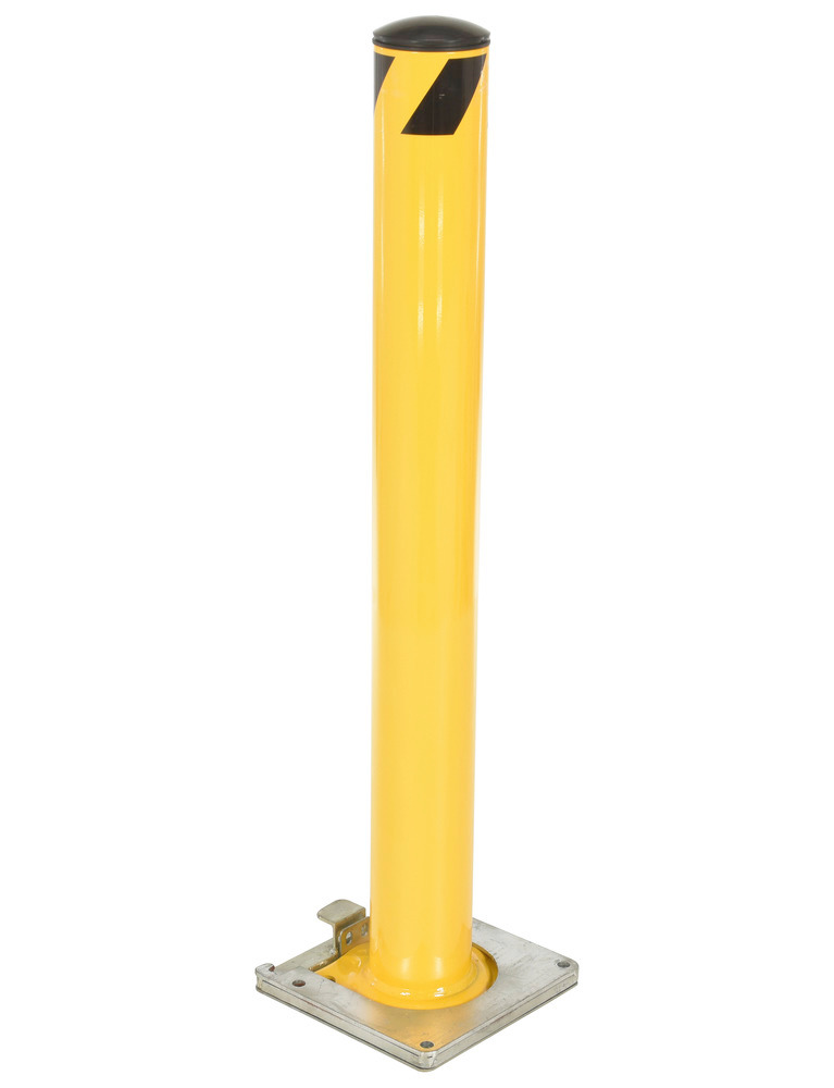 Vestil Steel Surface Mounted Removable Pipe Safety Bollard 42 In. x 4-1/2 In. Yellow - 1