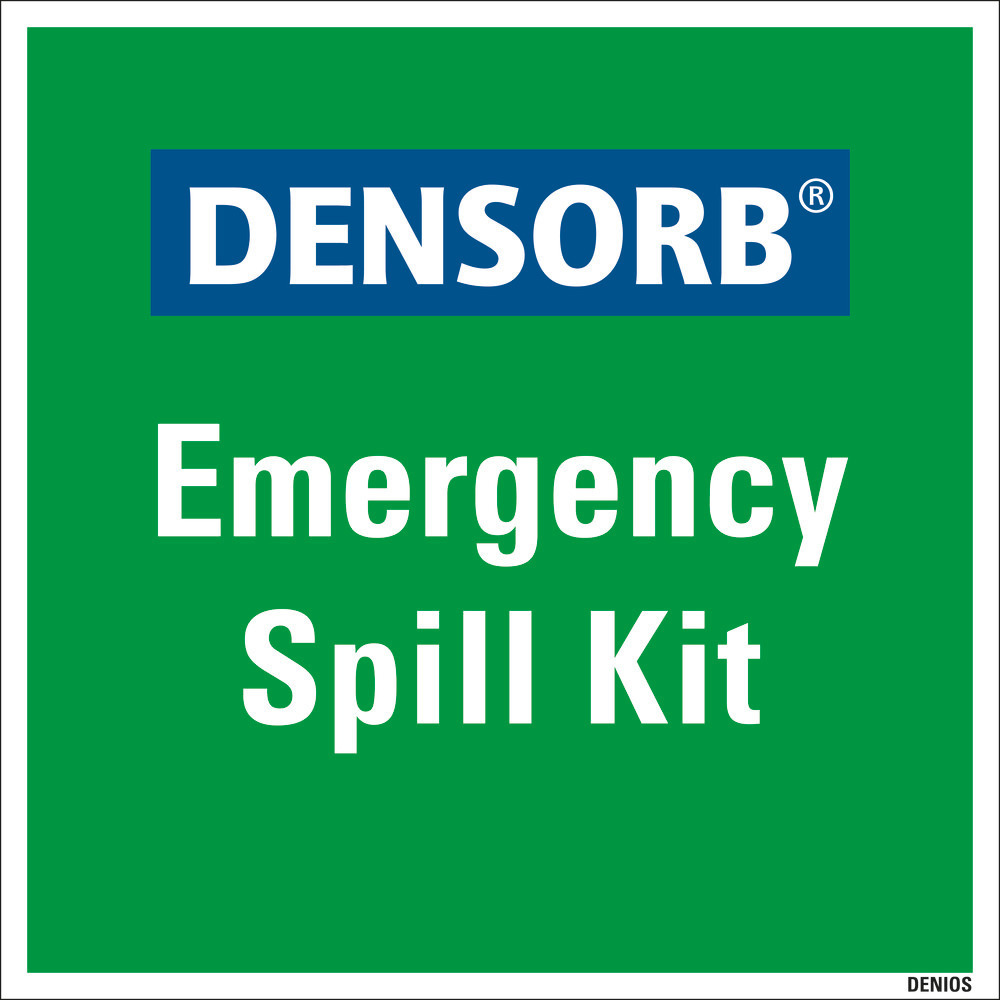 DENSORB emergency spill kit sign, plastic, 400 x 400 mm, English - 1