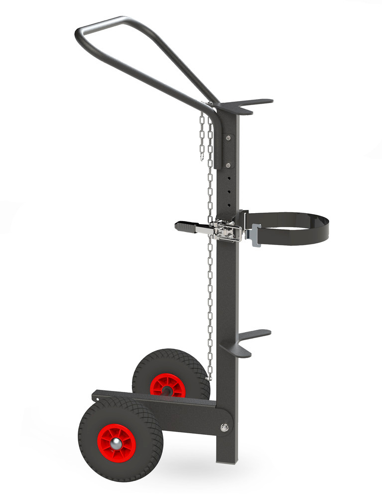 Steel gas cylinder trolley KM Ergo, for 1 gas cylinder with max. Ø: 235 mm, pneumatic tyres - 1
