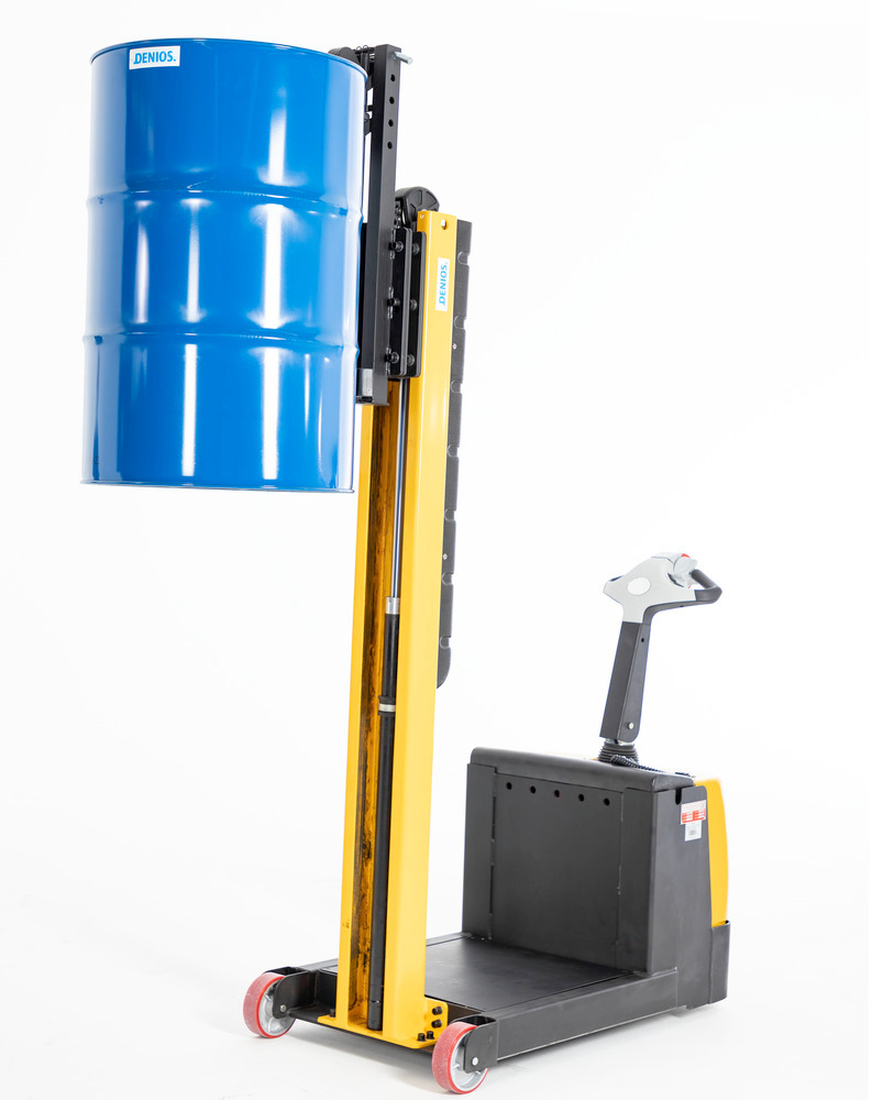 Elevador de bidones, electrohidráulico, pinza de bidones con alcance de 260 mm, contrapeso, 300 kg - 6