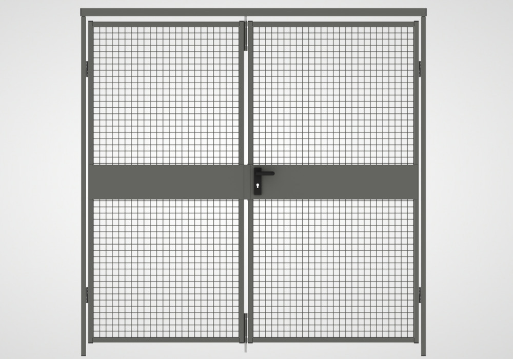 Sistema di pareti divisorie 9200, porta a doppio battente, L 2000 mm, grigio polvere - 1