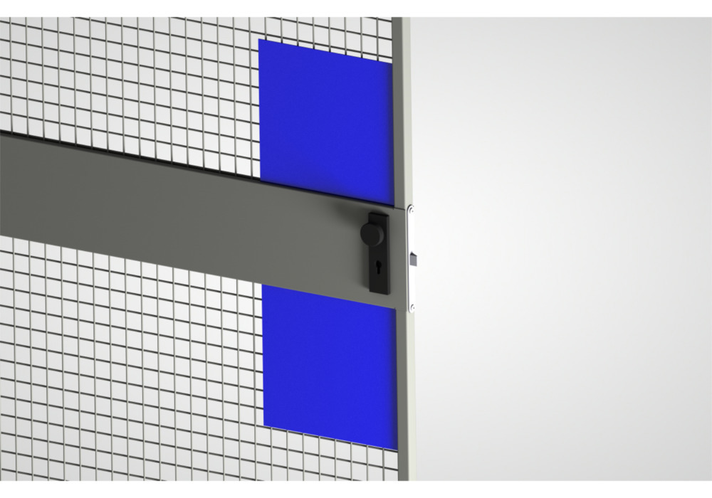 Partition wall system 9200, interchangeable door with reach-through protection, ultramarine blue - 1