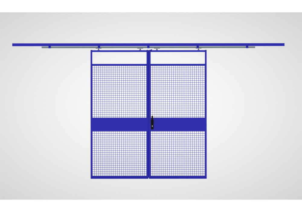 Sistema di pareti divisorie 9200, porta scorrevole, L 2000 mm, H 2550 mm, blu oltremare - 1