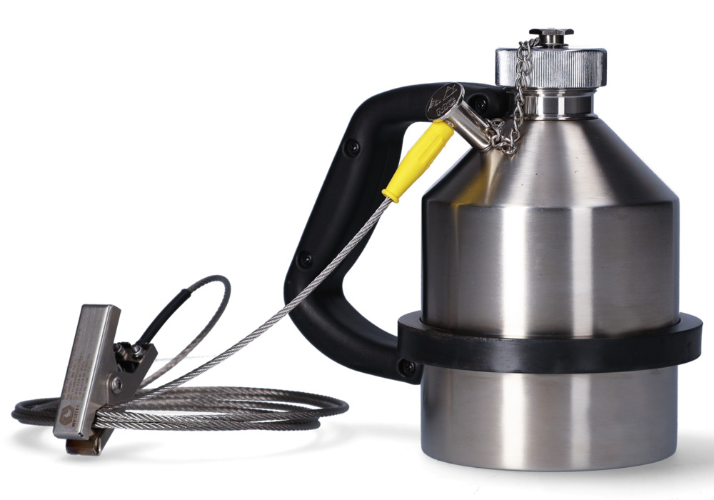 FALCON stainless steel safety jug, with screw cap, 1 litre, with earth connection - 1