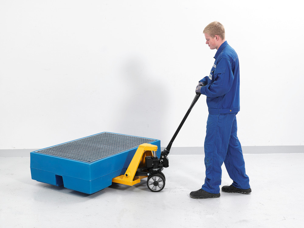 Spill pallet classic-line in polyethylene (PE) for 2 drums, with galvanised grid, 900x1300x350 - 3