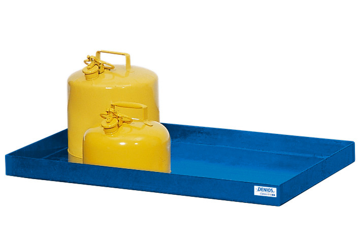 Spill tray for small containers classic-line in steel, painted, 25 litre, 1287x400x75 - 1