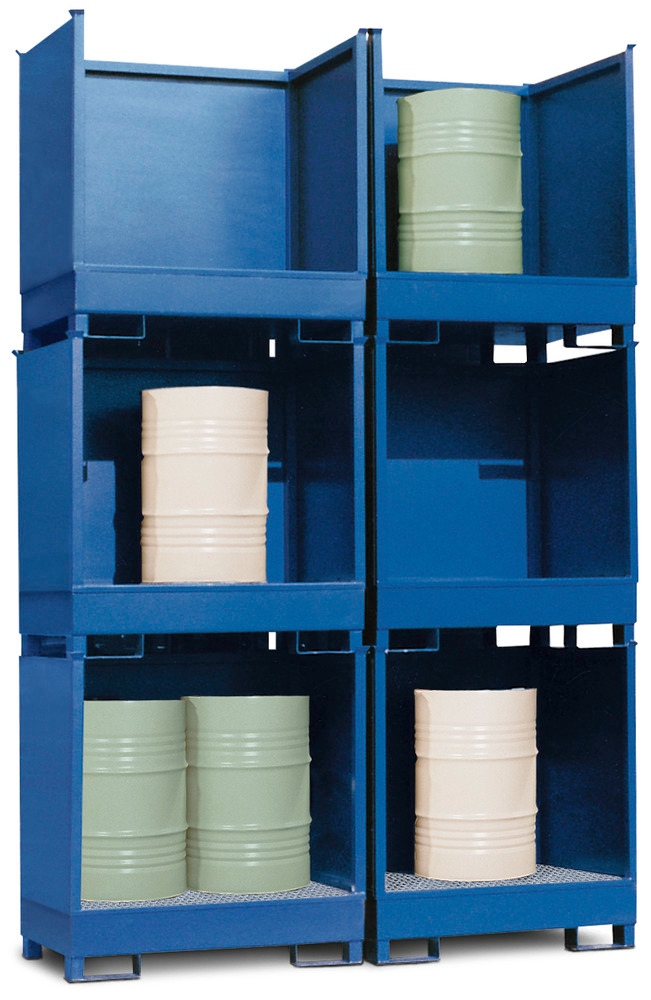 Transport Spill Containment Pallet - 2 Drum Capacity - Stackable - Side Walls - Painted Steel - 2