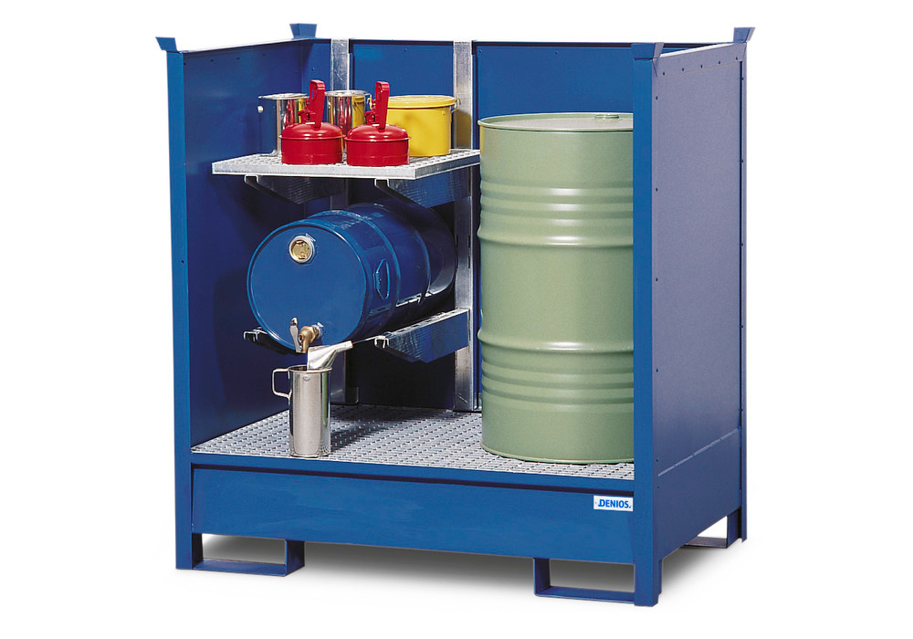 Transport Spill Containment Pallet - 2 Drum Capacity - Stackable - Side Walls - Painted Steel - 3