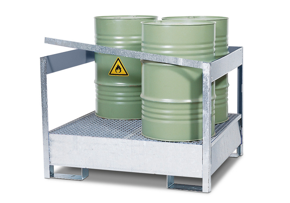 Stationer til farlige stoffer 4 P2-P-V50 af stål, galvaniseret, op til 4 tromler a 200 liter - 1