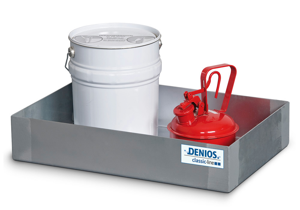 Spill tray for small containers classic-line in steel, galvanised, 20 litre, 400x600x120 - 1