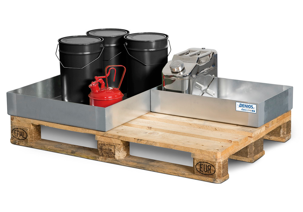 Spill tray for small containers classic-line in steel, galvanised, 20 litre, 400x600x120 - 2
