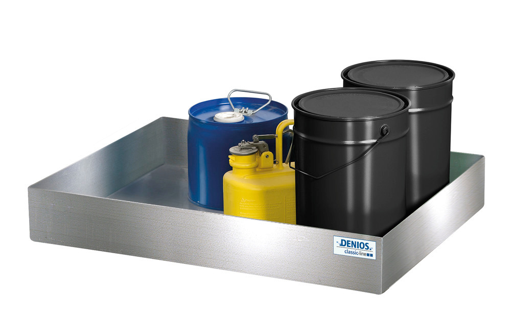 Spill tray for small containers pro-line in stainless steel, 40 litres, 510x845x120 - 1