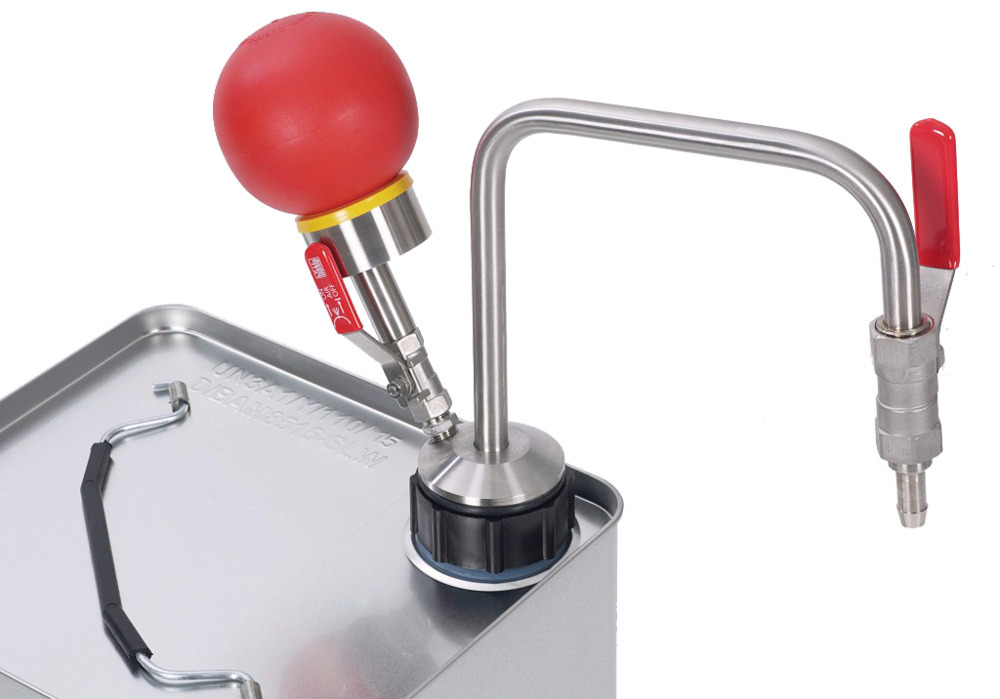 Solvent pump hand operated for tin-foil can., 60cm - 9