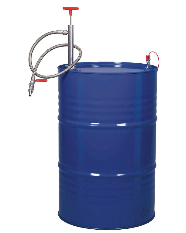 Stainless steel barrel pump w/d. hose/stopc.,36cm - 5