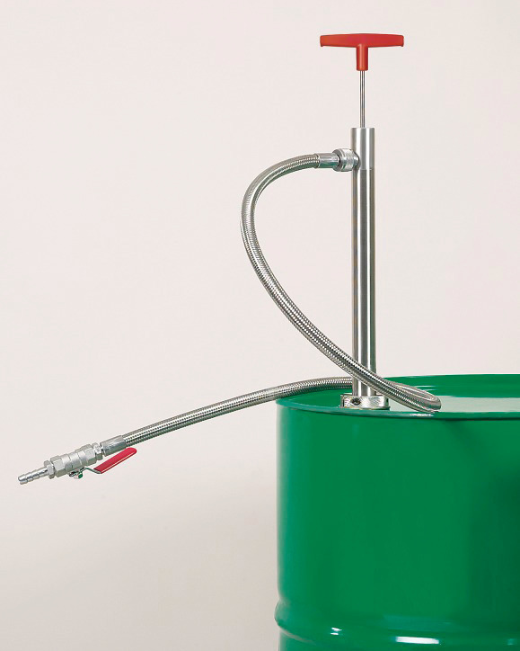 Discharge hose 1,2 m w/ stop cock, SS barrel pump - 1