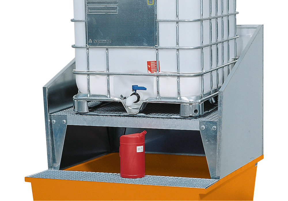 Protección contra salpicaduras galvanizada, para cubetos de retención con una anchura de 1120 mm - 2