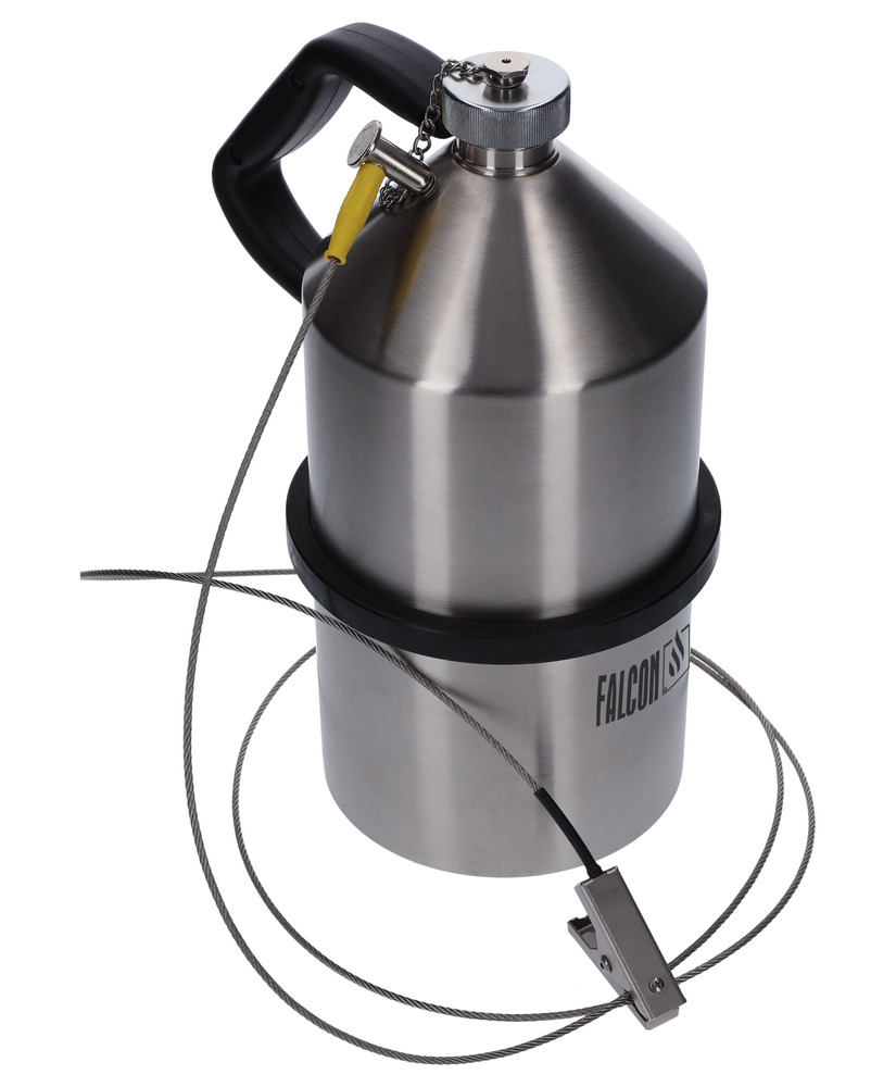 FALCON stainless steel safety jug, with screw cap, 5 litre, with earth connection - 1