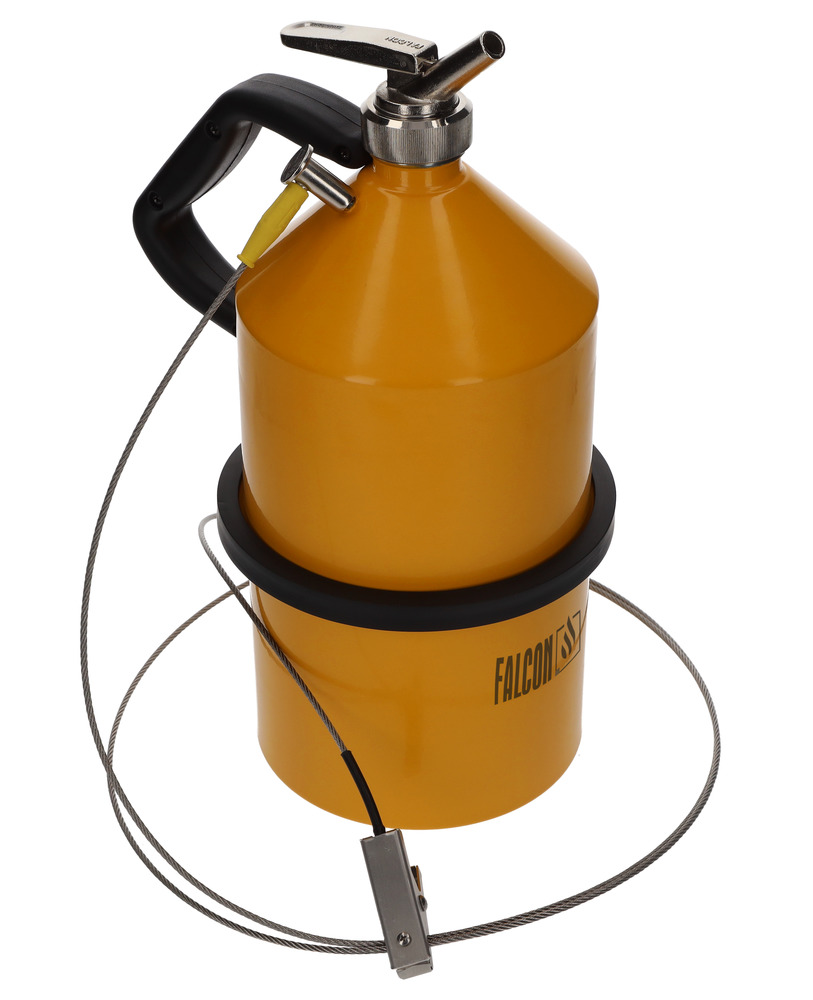 FALCON steel safety jug, painted, with fine dosing tap, 5 litre, with earthing connection - 1