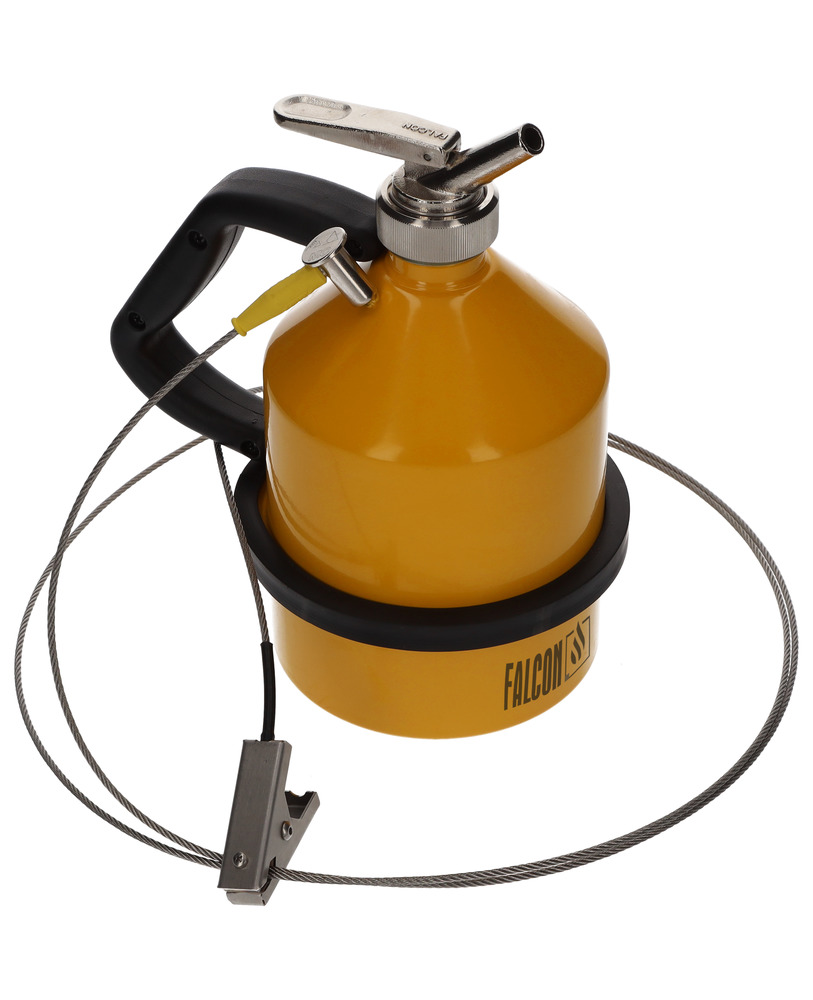 FALCON steel safety jug, painted, with fine dosing tap, 2 litre, with earthing connection