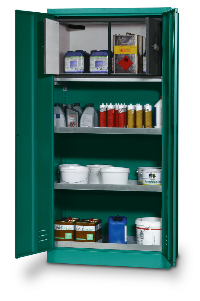 Armário ambiental asecos PSM 19 P com 1 bacia de fundo homologada, 2 estantes e caixa de segurança - 1