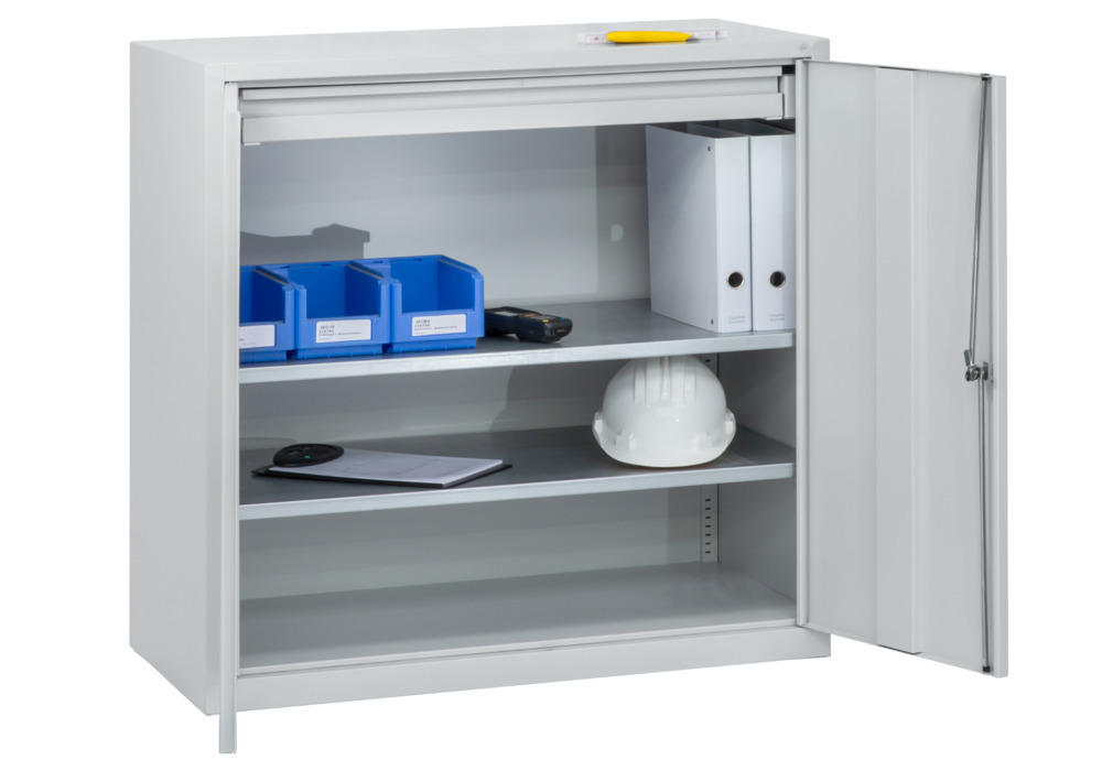 Tool cabinet with 1 drawer, 2 shelves, W 1000, D 500, H 1000 mm, grey