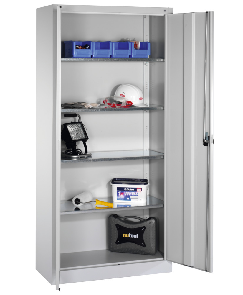 Equipment cabinet with 4 shelves, W 935, D 400, H 1950 mm, grey - 1