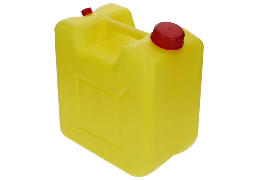 Entsorgungskanister aus PE-HD, mit Einfüllöffnung und Entlüftungsverschraubung, 10 Liter, gelb - 12