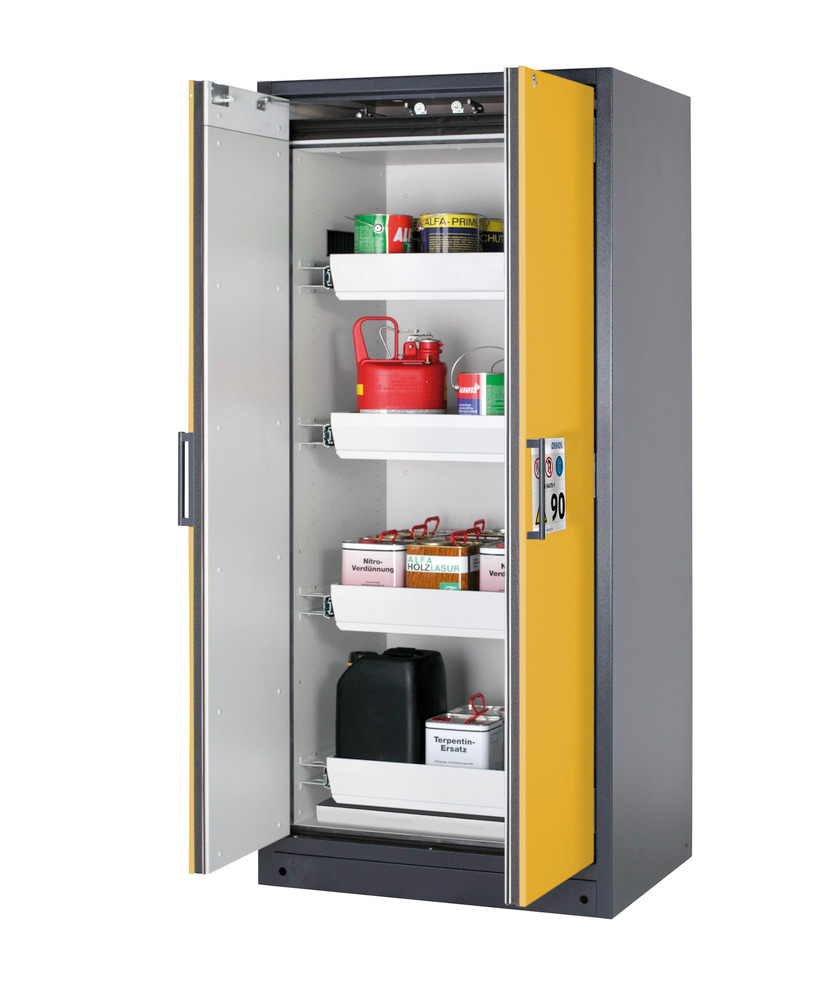 Protipožární skříň na nebezpečné látky Select, W-94-O, barva korpusu antracitová, barva dveří žlutá, - 1