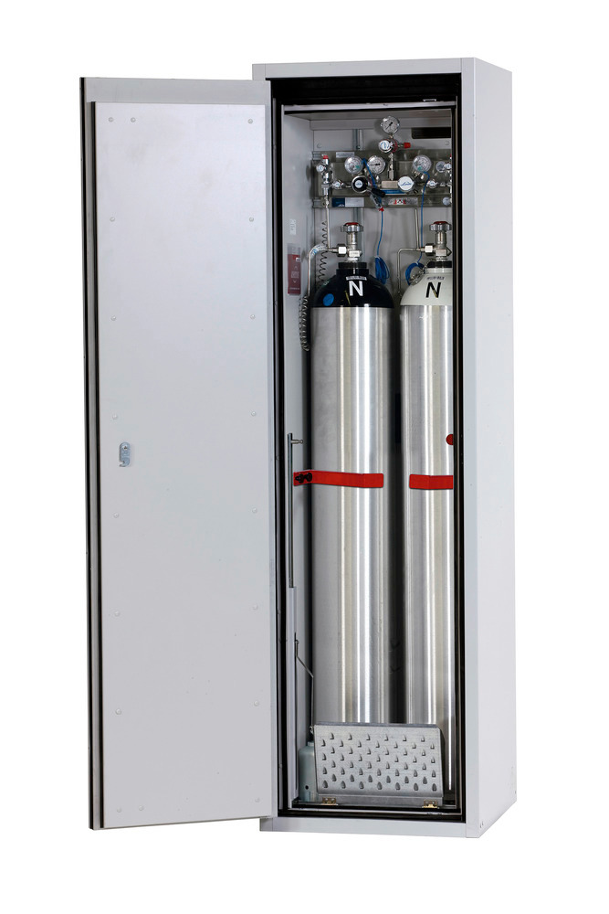 asecos brandwerende gasflessenkast G90.6-2F, 600 mm breed, deurscharnier rechts, grijs - 2