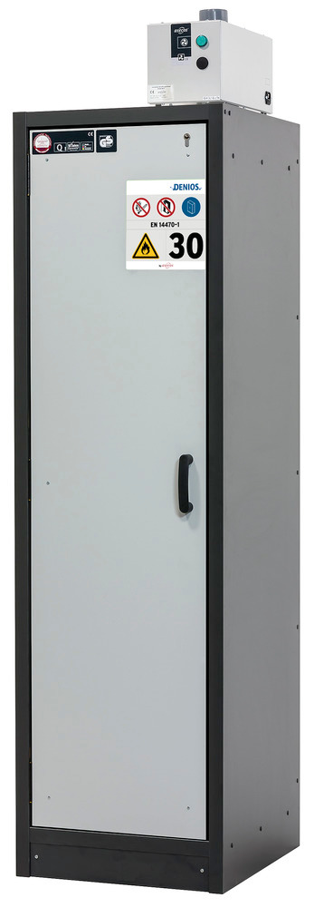 asecos tűzálló veszélyesanyag-tároló szekrény Basis-Line, antracit/szürke, 3 polc, 30-63L típus - 3