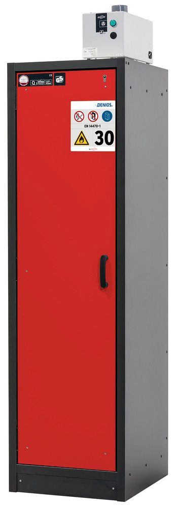 asecos fire-rated hazardous materials cabinet Basis-Line, anthracite/red, 3 shelves, Model 30-63L - 1