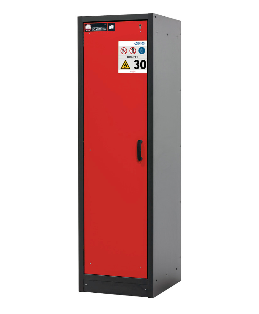 asecos fire-rated hazardous materials cabinet Basis-Line, anthracite/red, 3 shelves, Model 30-63L - 1