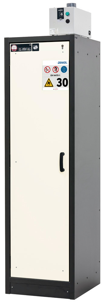 Protipožární skříň na nebezpečné látky Basis_Line, antracit/bílá, 6 výsuvných van, typ 30-66L - 1