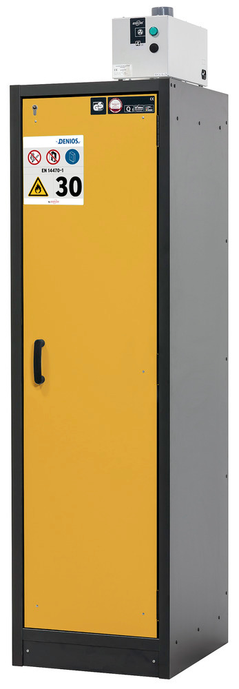 asecos tűzálló veszélyesanyag-tároló szekrény Basis-Line, antracit/sárga, 4 kih. tálca, 30-64R típ. - 4