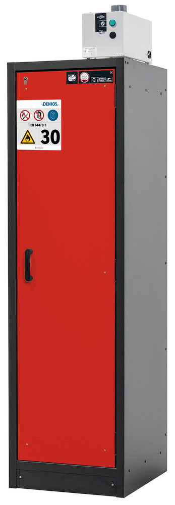asecos fire-rated hazmat cabinet Basis-Line, anthracite/red, 4 slide-out spill trays, Model 30-64R - 4