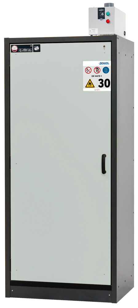 asecos fire-rated hazmat cabinet Basis-Line, anthracite/grey, 6 slide-out spill trays, Model 30-96L - 2