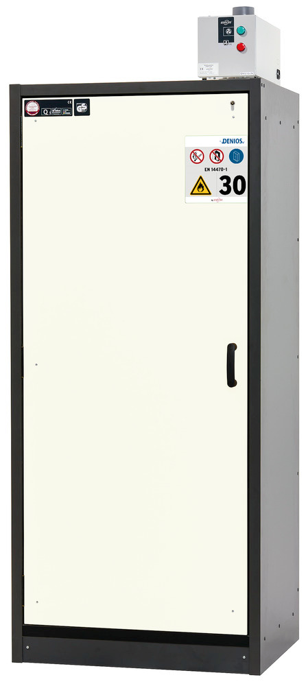 asecos fire-rated hazmat cabinet Basis-Line, anthracite/white, 6 slide-out spill trays, Model 30-96L - 5