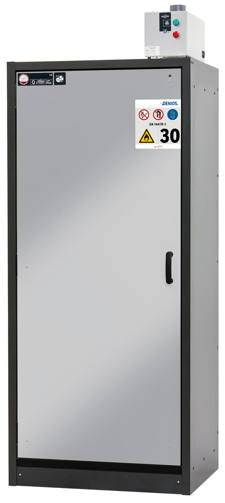 asecos fire-rated hazmat cabinet Basis-Line, anthracite/silver, 4 slide-out spill trays Model 30-94L - 4