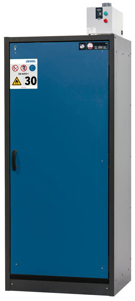 Protipožiarna skriňa na nebezpečné látky Basis Line, typ 30-93R, 3 vložné police, modré dvere - 2