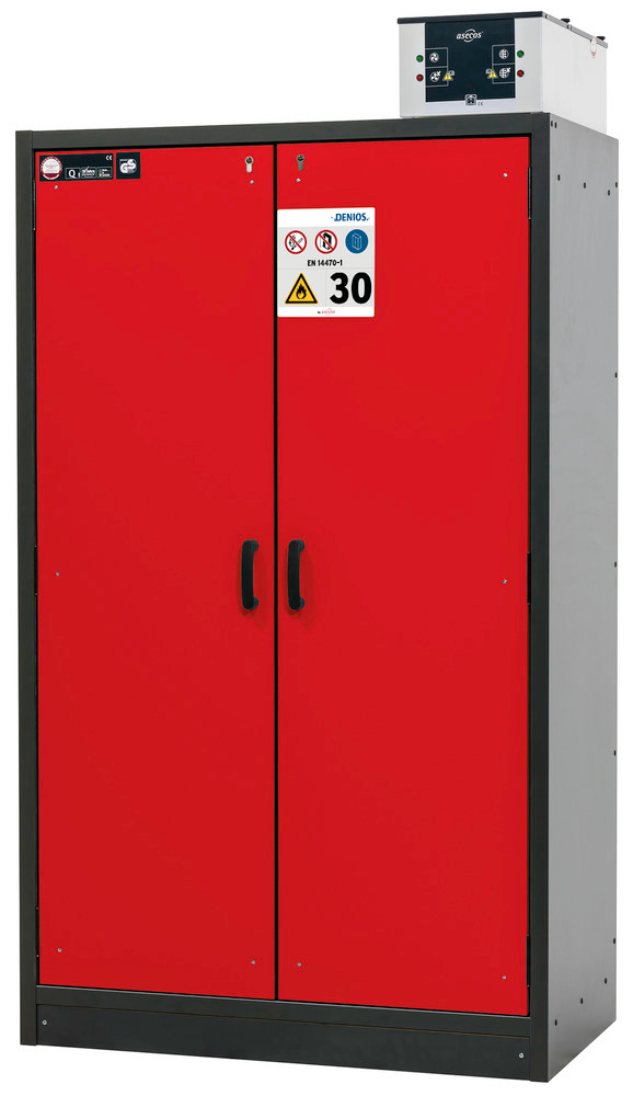 asecos tűzálló veszélyesanyag-tároló szekrény Basis-Line, antracit/piros, 3 polc, 30-123 típus - 1