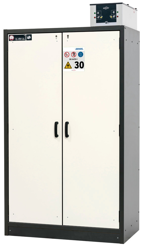 asecos fire-rated hazardous materials cabinet Basis-Line, anthracite/white, 3 shelves, Model 30-123 - 2